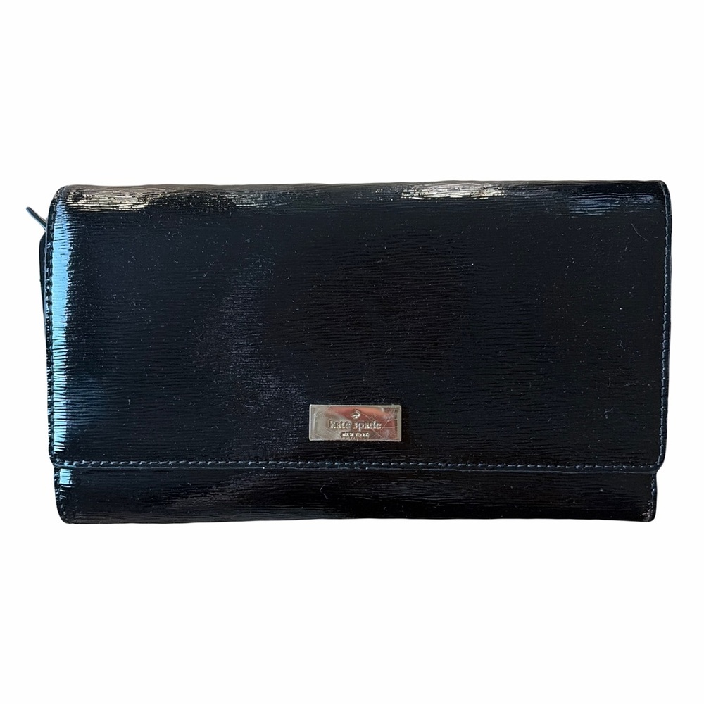 kate spade Black Patent Leather Continental Wallet